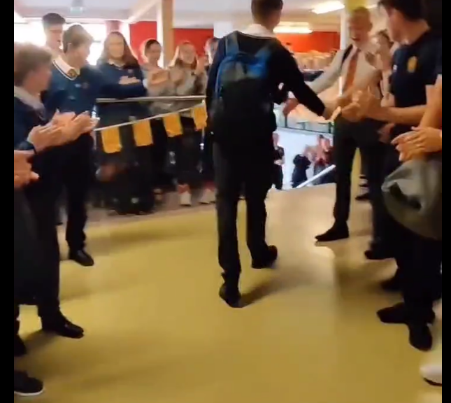 A 15-year-old amateur Irish boxer, Tadhg O'Donnell is welcome as a hero at his school after winning a gold medal for Ireland in the European Junior Championship.