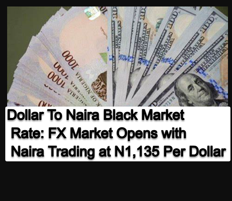 Dollar To Naira Rate in The Black Market Today: FX Market Opens with Naira Trading at N1,135 Per Dollar